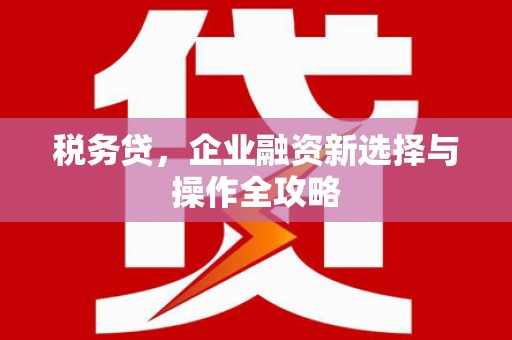合山税务贷，企业融资新选择与操作全攻略