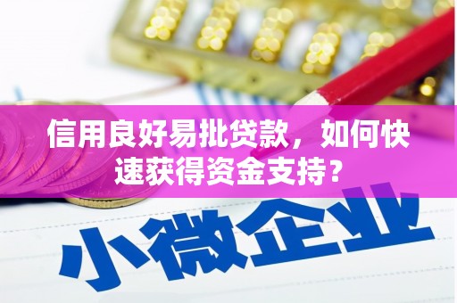 合山信用良好易批贷款，如何快速获得资金支持？