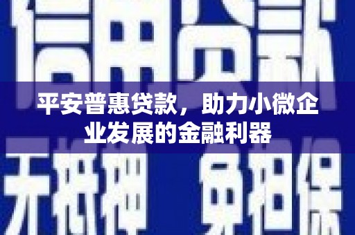 合山平安普惠贷款，助力小微企业发展的金融利器
