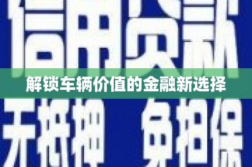 合山解锁车辆价值的金融新选择