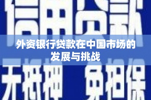 合山外资银行贷款在中国市场的发展与挑战